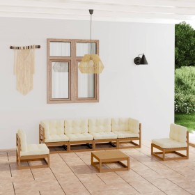 7-piece garden furniture set with solid pine wood cushions by , Garden sets - Ref: Foro24-3076457, Price: 706,99 €, Discount: %