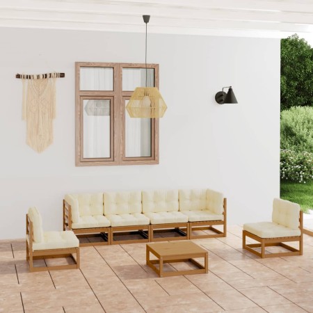 7-piece garden furniture set with solid pine wood cushions by , Garden sets - Ref: Foro24-3076457, Price: 706,34 €, Discount: %