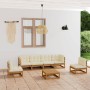 7-piece garden furniture set with solid pine wood cushions by , Garden sets - Ref: Foro24-3076457, Price: 706,34 €, Discount: %