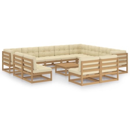 Set de muebles de jardín 13 pzs cojines madera pino marrón miel de , Conjuntos de jardín - Ref: Foro24-3076952, Precio: 1,00 ...