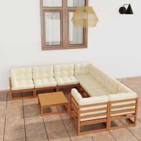 Garden furniture set 9 pcs honey brown pine wood cushions by , Garden sets - Ref: Foro24-3077032, Price: 981,29 €, Discount: %