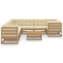 Set de muebles de jardín 9 pzs cojines madera pino marrón miel de , Conjuntos de jardín - Ref: Foro24-3077032, Precio: 981,29...