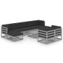 10-piece garden furniture set with gray pine wood cushions by , Garden sets - Ref: Foro24-3077161, Price: 765,06 €, Discount: %