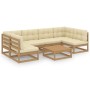 Set de muebles de jardín 7 pzs cojines madera pino marrón miel de , Conjuntos de jardín - Ref: Foro24-3077182, Precio: 706,34...