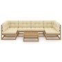 Garden furniture set 7 pcs honey brown pine wood cushions by , Garden sets - Ref: Foro24-3077182, Price: 706,99 €, Discount: %