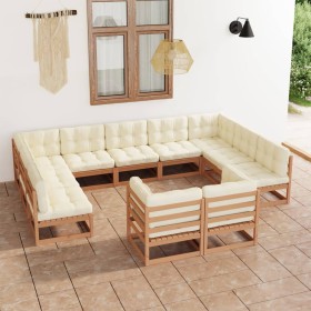 Set de muebles de jardín 11 pzs cojines madera pino marrón miel de , Conjuntos de jardín - Ref: Foro24-3077267, Precio: 1,00 ...