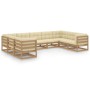 Set de muebles de jardín 9 pzs cojines madera pino marrón miel de , Conjuntos de jardín - Ref: Foro24-3077317, Precio: 1,00 €...