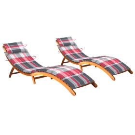 Sun loungers 2 units with solid acacia wood cushions by , Loungers - Ref: Foro24-3077374, Price: 340,86 €, Discount: %