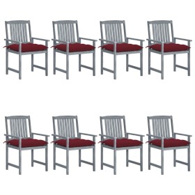 Garden chairs with cushions 8 pcs solid gray acacia wood by , Garden chairs - Ref: Foro24-3078258, Price: 534,75 €, Discount: %