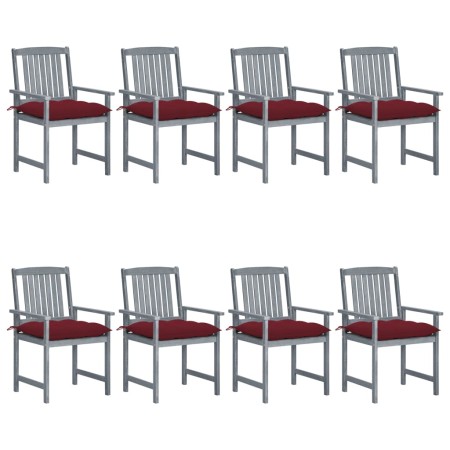 Garden chairs with cushions 8 pcs solid gray acacia wood by , Garden chairs - Ref: Foro24-3078258, Price: 534,75 €, Discount: %