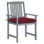 Garden chairs with cushions 8 pcs solid gray acacia wood by , Garden chairs - Ref: Foro24-3078258, Price: 534,75 €, Discount: %