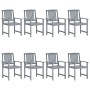 Garden chairs with cushions 8 pcs solid gray acacia wood by , Garden chairs - Ref: Foro24-3078258, Price: 534,75 €, Discount: %