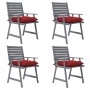 Garden dining chairs with cushions 4 pcs solid acacia wood by , Garden chairs - Ref: Foro24-3078425, Price: 350,85 €, Discoun...