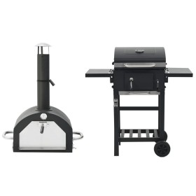 3-in-1-Grill- und Pizzaofen für den Außenbereich, Schwarz von , Grillen - Ref: Foro24-3079733, Preis: 375,75 €, Rabatt: %