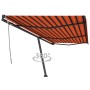 Toldo de pie retráctil manual naranja y marrón 600x350 cm de , Toldos - Ref: Foro24-3069880, Precio: 710,65 €, Descuento: %