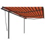 Manual retractable awning with orange and brown LED light 6x3.5 m by , Awnings - Ref: Foro24-3070280, Price: 733,26 €, Discou...