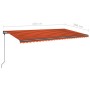 Manual retractable awning with orange and brown LED light 6x3.5 m by , Awnings - Ref: Foro24-3070280, Price: 733,26 €, Discou...