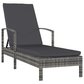 Gray synthetic rattan sun lounger with armrests by vidaXL, Loungers - Ref: Foro24-48126, Price: 100,87 €, Discount: %