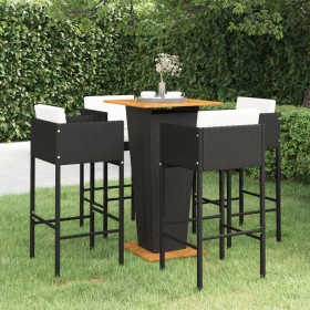 5-teiliges Gartenbar-Set und schwarze synthetische Rattankissen von , Gartensets - Ref: Foro24-3094800, Preis: 418,99 €, Raba...