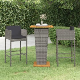 3-piece garden bar furniture set and gray synthetic rattan cushions by , Garden sets - Ref: Foro24-3094799, Price: 296,99 €, ...