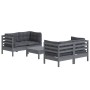 Garden furniture 5 pieces with anthracite pine wood cushions by , Garden sets - Ref: Foro24-3096024, Price: 411,81 €, Discoun...