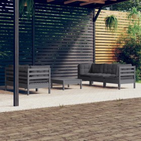 Garden furniture 6 pieces with anthracite pine wood cushions by , Garden sets - Ref: Foro24-3096114, Price: 510,99 €, Discoun...