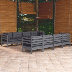 Garden furniture set 9 pieces and cushions solid pine wood by , Garden sets - Ref: Foro24-3096168, Price: 816,99 €, Discount: %