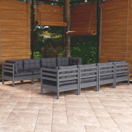 Garden furniture set 9 pieces and cushions solid pine wood by , Garden sets - Ref: Foro24-3096168, Price: 813,35 €, Discount: %