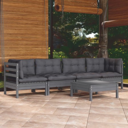 5-piece garden furniture set with solid pine wood cushions by , Garden sets - Ref: Foro24-3096156, Price: 410,38 €, Discount: %