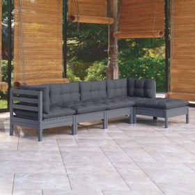 5-piece garden furniture set and gray pine wood cushions by , Garden sets - Ref: Foro24-3096360, Price: 413,99 €, Discount: %