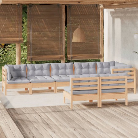 Garden furniture set 8 pieces and cushions solid pine wood by , Garden sets - Ref: Foro24-3096453, Price: 678,17 €, Discount: %