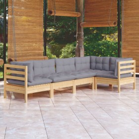 5-teiliges Gartenmöbel-Set mit Kissen aus Kiefernholz von , Gartensets - Ref: Foro24-3096381, Preis: 384,99 €, Rabatt: %