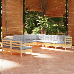 Juego de muebles de jardín 9 pzas y cojines madera maciza pino de , Conjuntos de jardín - Ref: Foro24-3096826, Precio: 700,99...