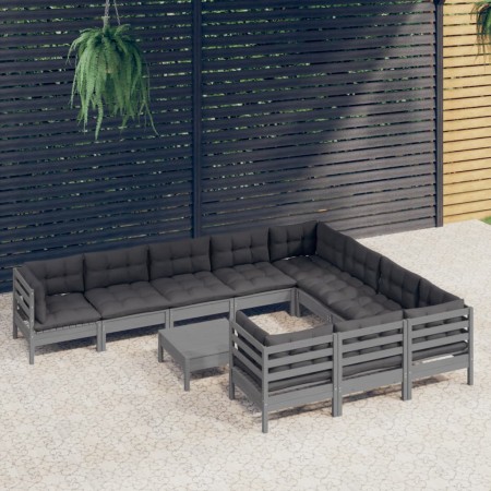 Gartenmöbel 11-teilig und Kissen aus grauem Kiefernholz von , Gartensets - Ref: Foro24-3097003, Preis: 967,30 €, Rabatt: %