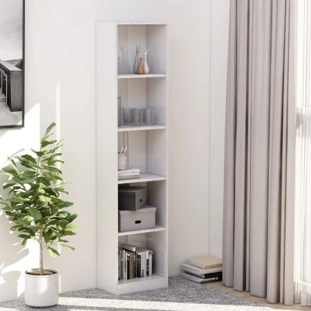 5-stufiges Regal aus glänzend weißem Sperrholz, 40 x 24 x 175 cm von vidaXL, Bücherregale und Regale - Ref: Foro24-800852, Pr...