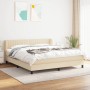 Cama box spring con colchón tela color crema 160x200 cm de , Camas y somieres - Ref: Foro24-3126418, Precio: 519,40 €, Descue...