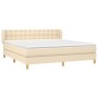 Cama box spring con colchón tela color crema 180x200 cm de , Camas y somieres - Ref: Foro24-3127146, Precio: 542,99 €, Descue...