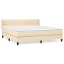 Cama box spring con colchón tela color crema 160x200 cm de , Camas y somieres - Ref: Foro24-3129806, Precio: 524,41 €, Descue...