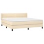 Cama box spring con colchón tela color crema 160x200 cm de , Camas y somieres - Ref: Foro24-3129806, Precio: 524,41 €, Descue...