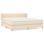 Cama box spring con colchón tela color crema 180x200 cm de , Camas y somieres - Ref: Foro24-3130374, Precio: 552,89 €, Descue...