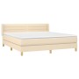 Cama box spring con colchón tela color crema 180x200 cm de , Camas y somieres - Ref: Foro24-3130374, Precio: 552,89 €, Descue...