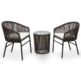 Garden table and chairs set 3 pieces and brown PE rattan cushions by vidaXL, Garden sets - Ref: Foro24-48139, Price: 238,15 €...