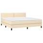 Boxspringbett-Matratze und LED-Leuchten, cremefarbener Stoff, 160 x 200 cm von , Betten und Lattenroste - Ref: Foro24-3133090...