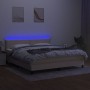 Boxspringbett-Matratze und LED-Leuchten, cremefarbener Stoff, 160 x 200 cm von , Betten und Lattenroste - Ref: Foro24-3133090...