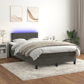 Box spring bed with mattress and LED dark gray velvet 120x200 cm by , Beds and slatted bases - Ref: Foro24-3134274, Price: 39...