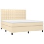 Cama box spring colchón y luces LED tela crema 180x200 cm de , Camas y somieres - Ref: Foro24-3135218, Precio: 635,19 €, Desc...