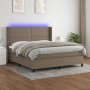 Box spring bed with mattress and LED lights taupe gray fabric 180x200 cm by , Beds and slatted bases - Ref: Foro24-3138257, P...