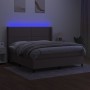 Boxspringbett mit Matratze und LED-Leuchten taupegrauer Stoff 180x200 cm von , Betten und Lattenroste - Ref: Foro24-3138257, ...