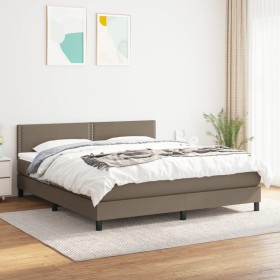 Box spring bed with taupe gray fabric mattress 180x200 cm by , Beds and slatted bases - Ref: Foro24-3139997, Price: 554,80 €,...