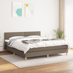 Box spring bed with taupe gray fabric mattress 160x200 cm by , Beds and slatted bases - Ref: Foro24-3140549, Price: 488,99 €,...